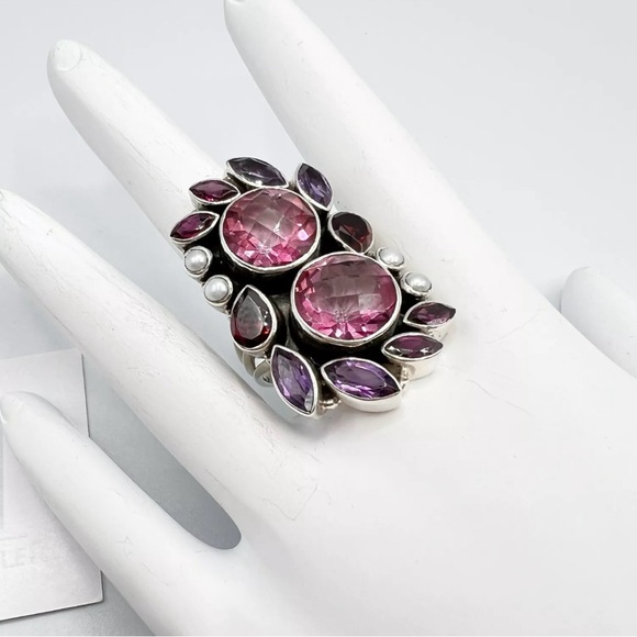 🌟Nicky Butler One of a Kind 925 Sterling Silver Pink Quartz Size 7.5 Ring NEW - Picture 8 of 15